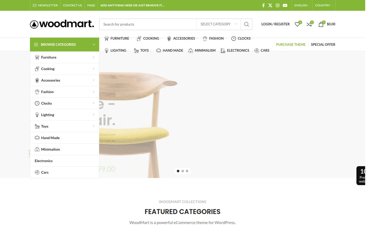 قوالب ووردبريس عربية قالب WoodMart في العرض التجريبي RTL
