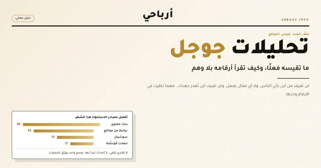 تحليلات جوجل: ما تقيسه فعلًا وكيف تقرأ أرقامه بلا وهم — غلاف المقال