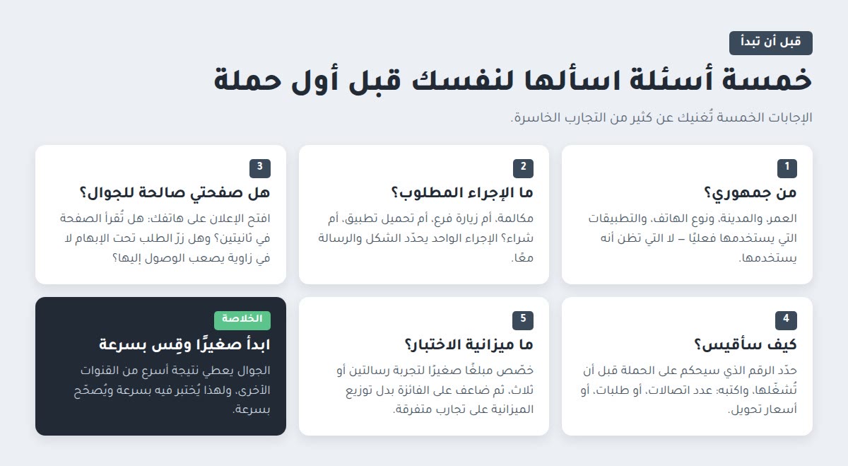 التسويق عبر الهواتف المحمولة خمسة أسئلة قبل أول حملة على الجوال