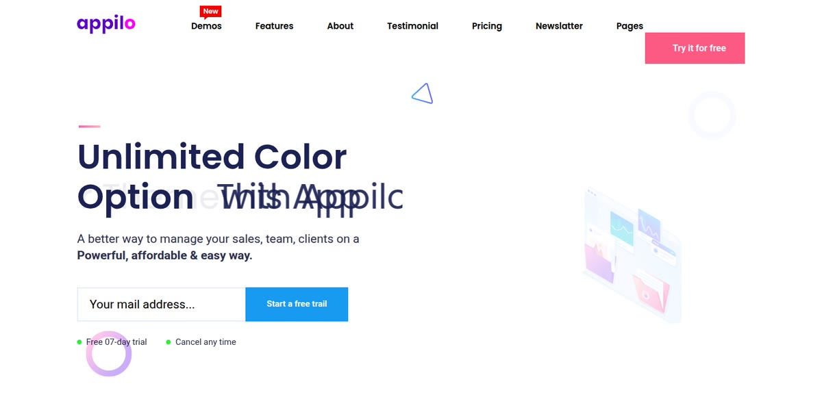 قالب Appilo للشركات والمنتجات التقنية