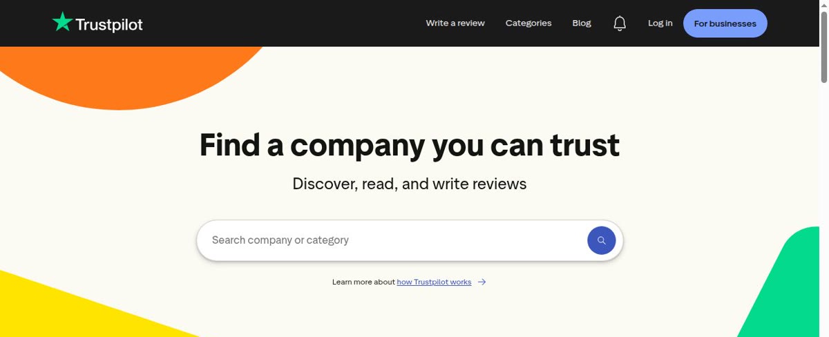 بناء ثقة العملاء لقطة من منصة Trustpilot للمراجعات المستقلة