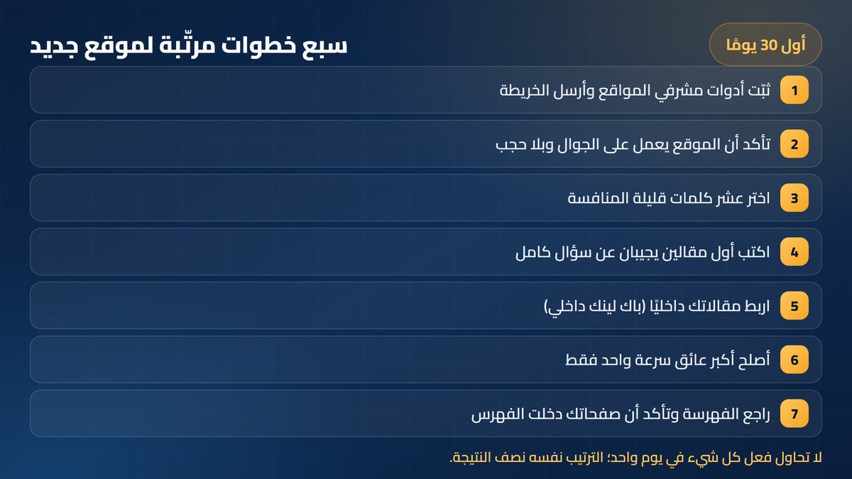 ما هو السيو أول ثلاثين يومًا لموقع جديد: سبع خطوات — أرباحي