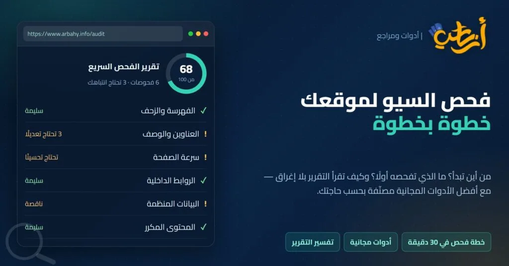فحص السيو لموقعك خطوة بخطوة — أرباحي